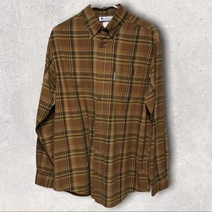Columbia Men’s Flannel Long Sleeve Plaid Shirt 100% Cotton Button Up Size M